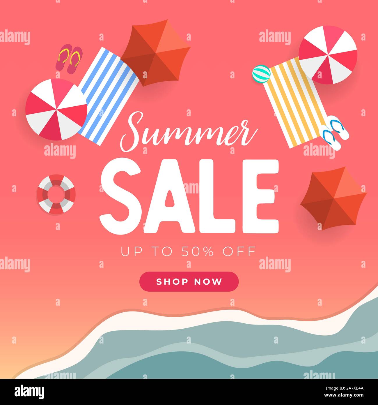 Summer sale tropical beach top view banner template Stock Vector Image ...