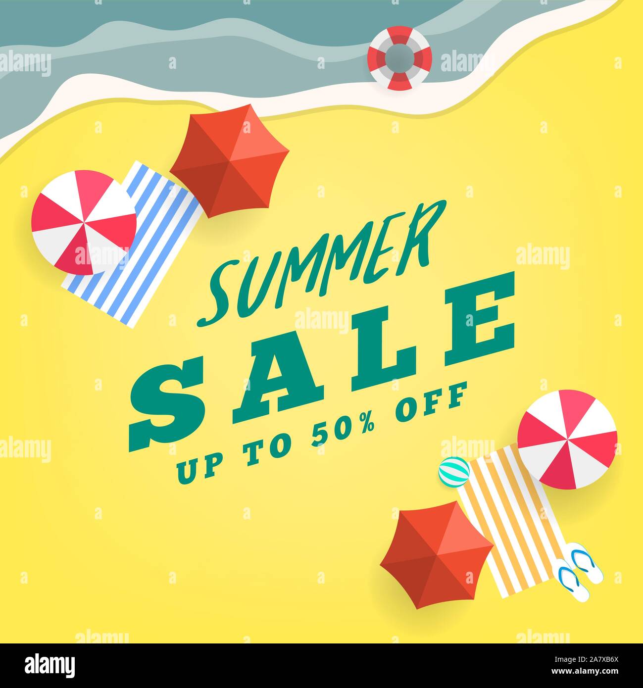 Summer sale tropical beach top view banner template Stock Vector Image ...