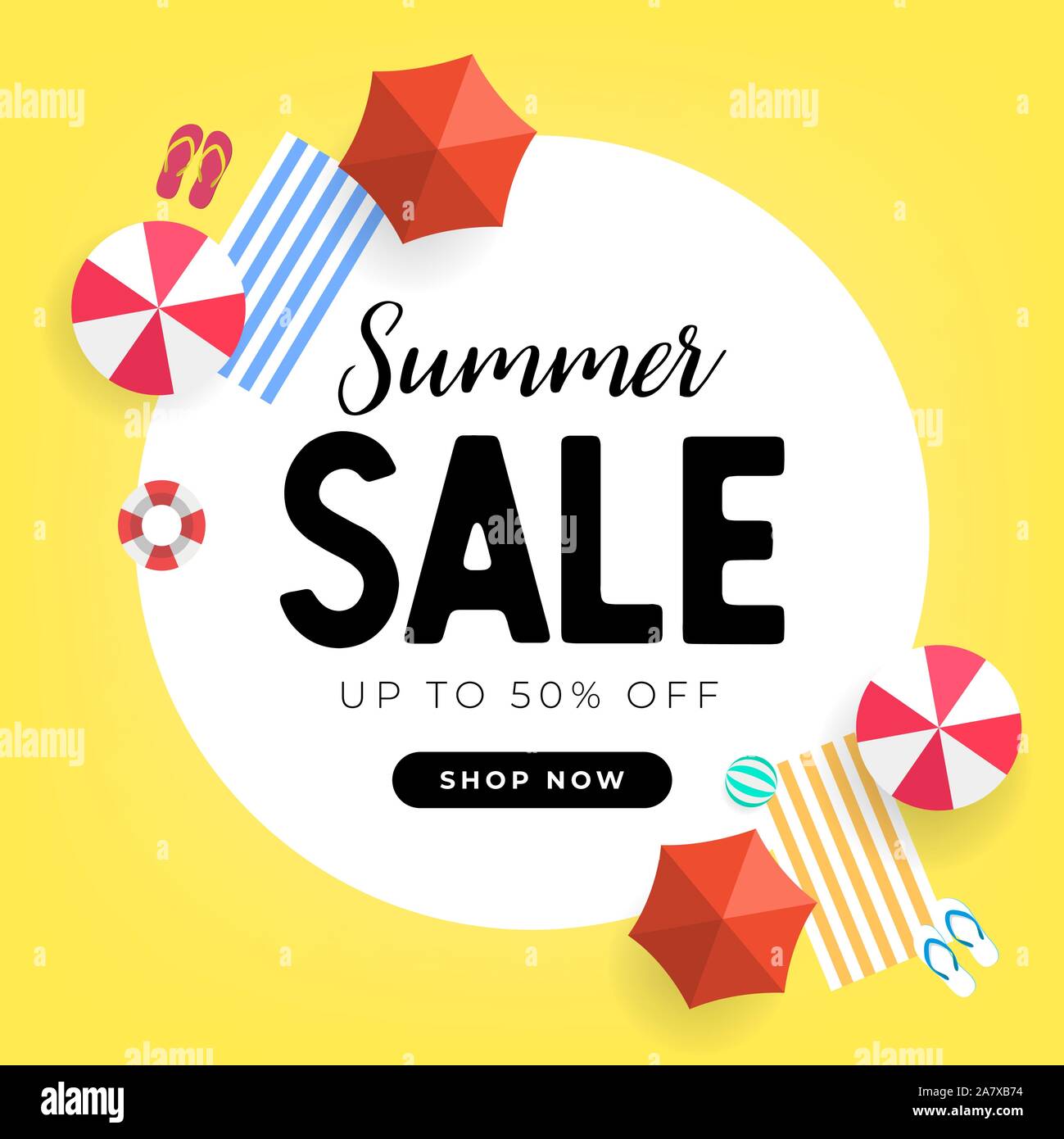 Summer sale tropical beach top view banner template Stock Vector Image ...