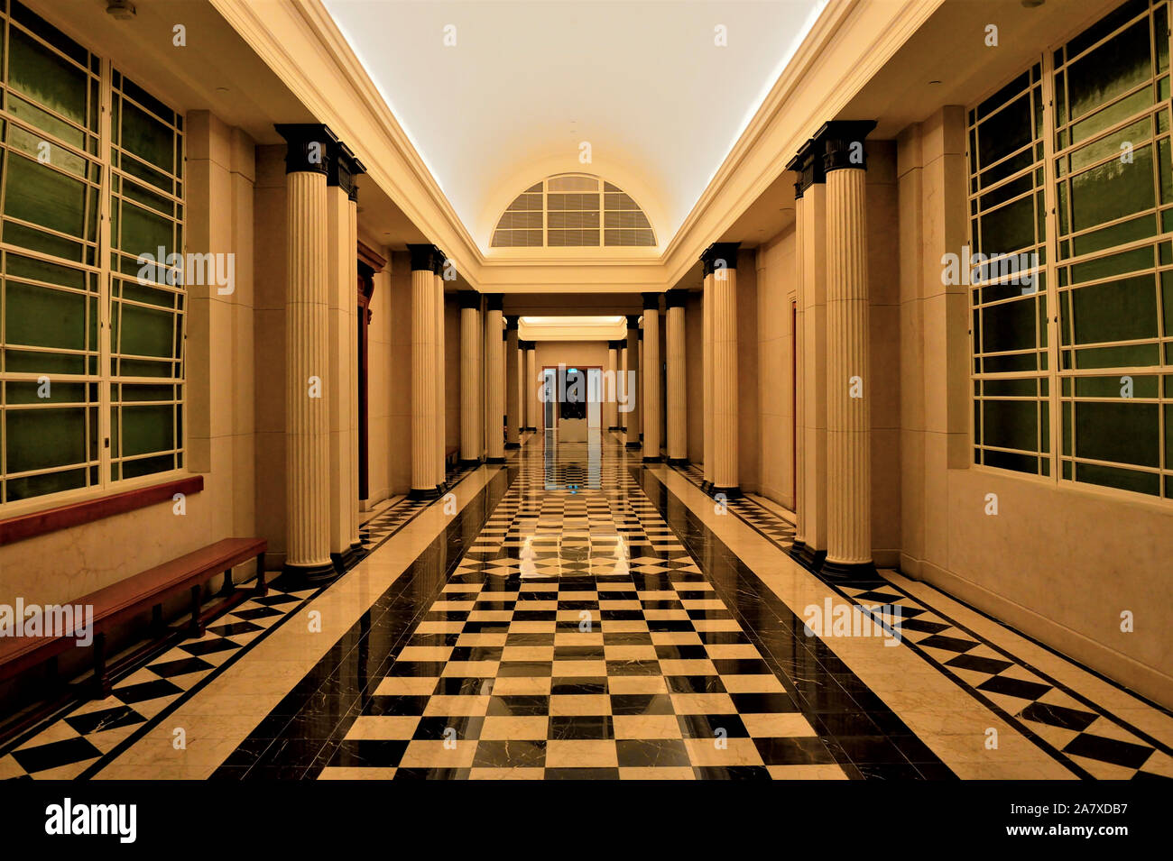 Singapore - September 17 2019: Corridor at National Gallery Singapore leading to the South East Asian collection Stock Photo