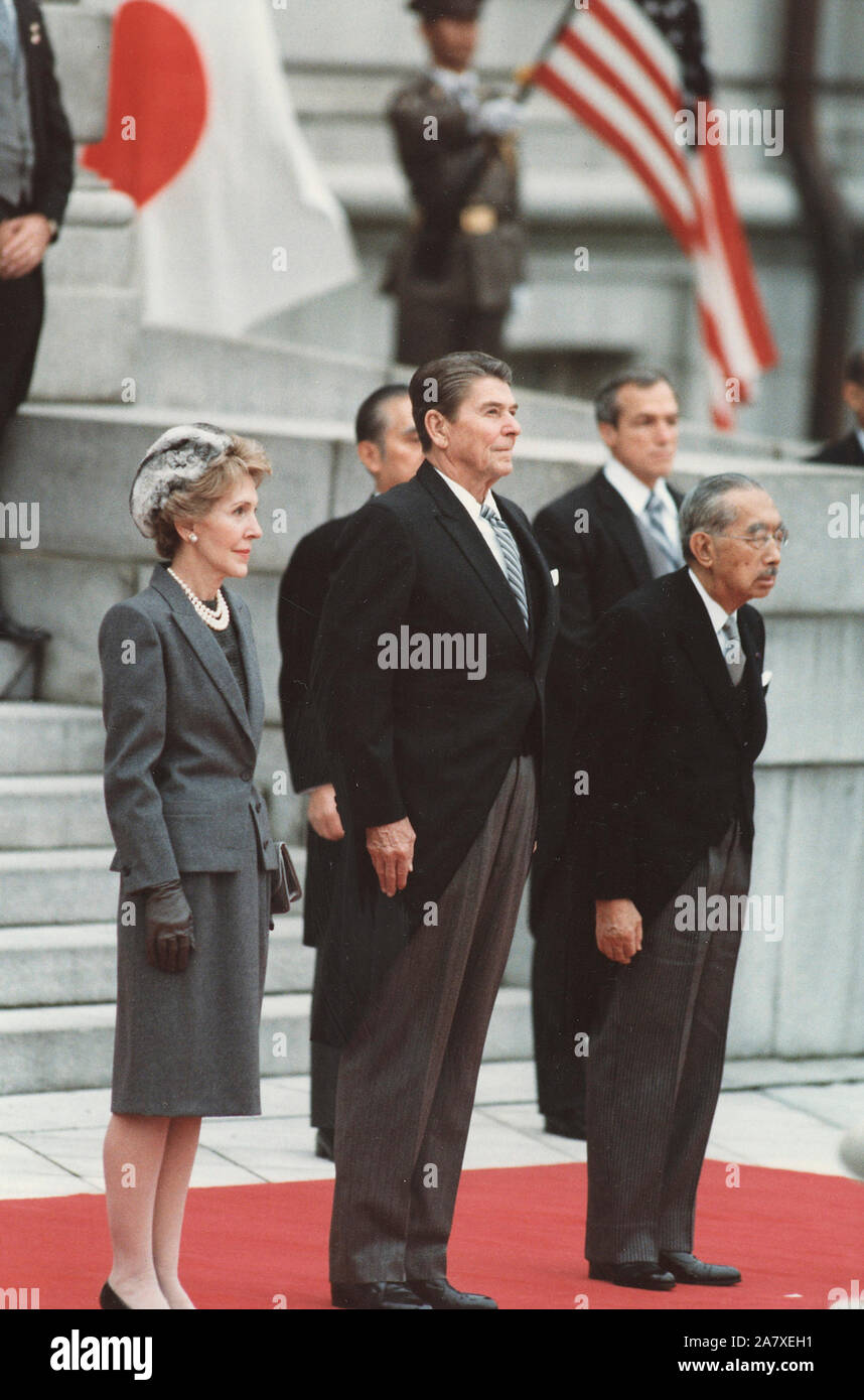 Emperor Hirohito and U.S. President Ronald Reagan, Tokyo, November 9, 1983 Stock Photo