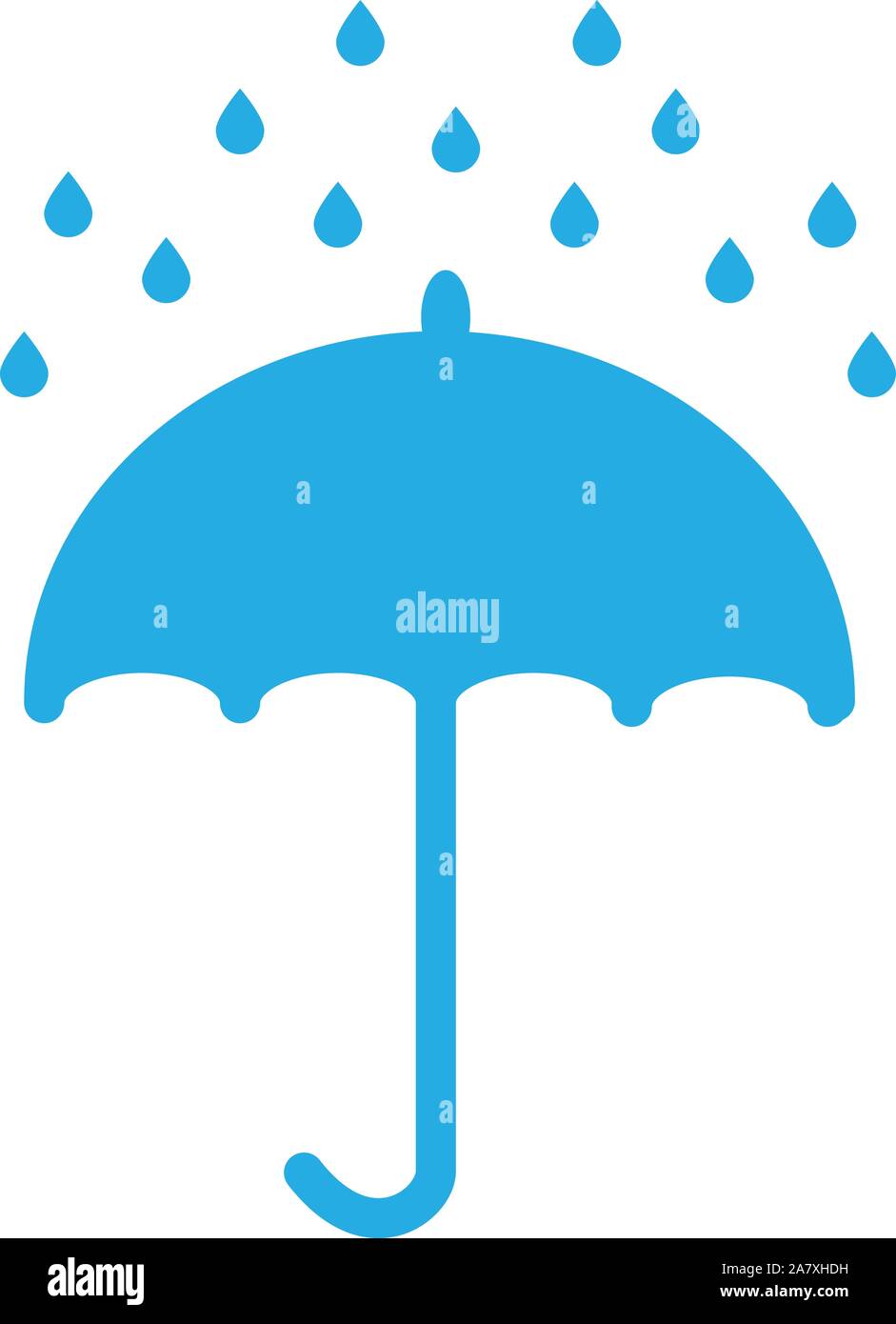 Umbrella and rain drops on white background. Umbrella and rain drops