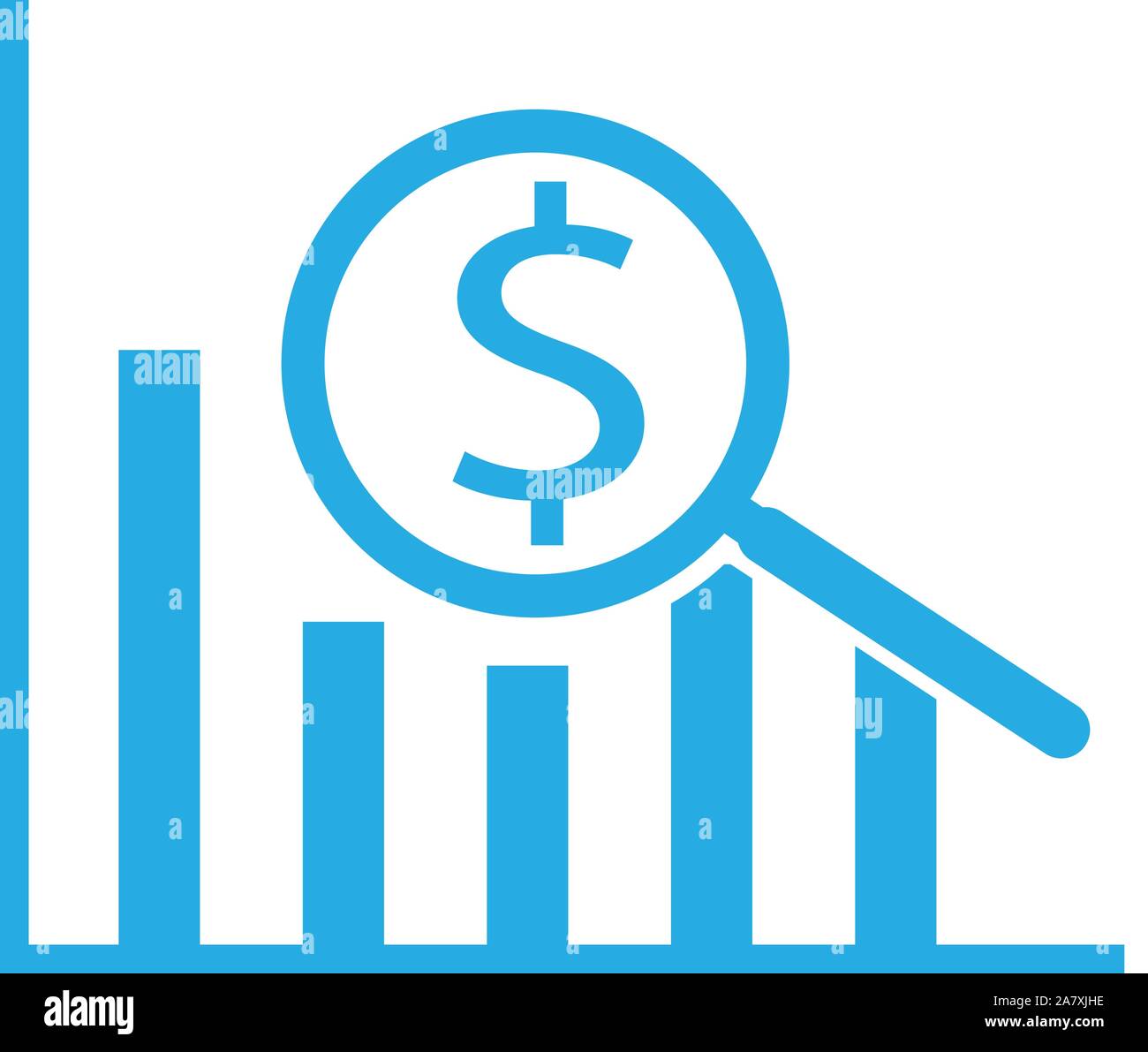 Dollar analysis bars chart on white background. Dollar analysis bars chart sign. Stock Vector