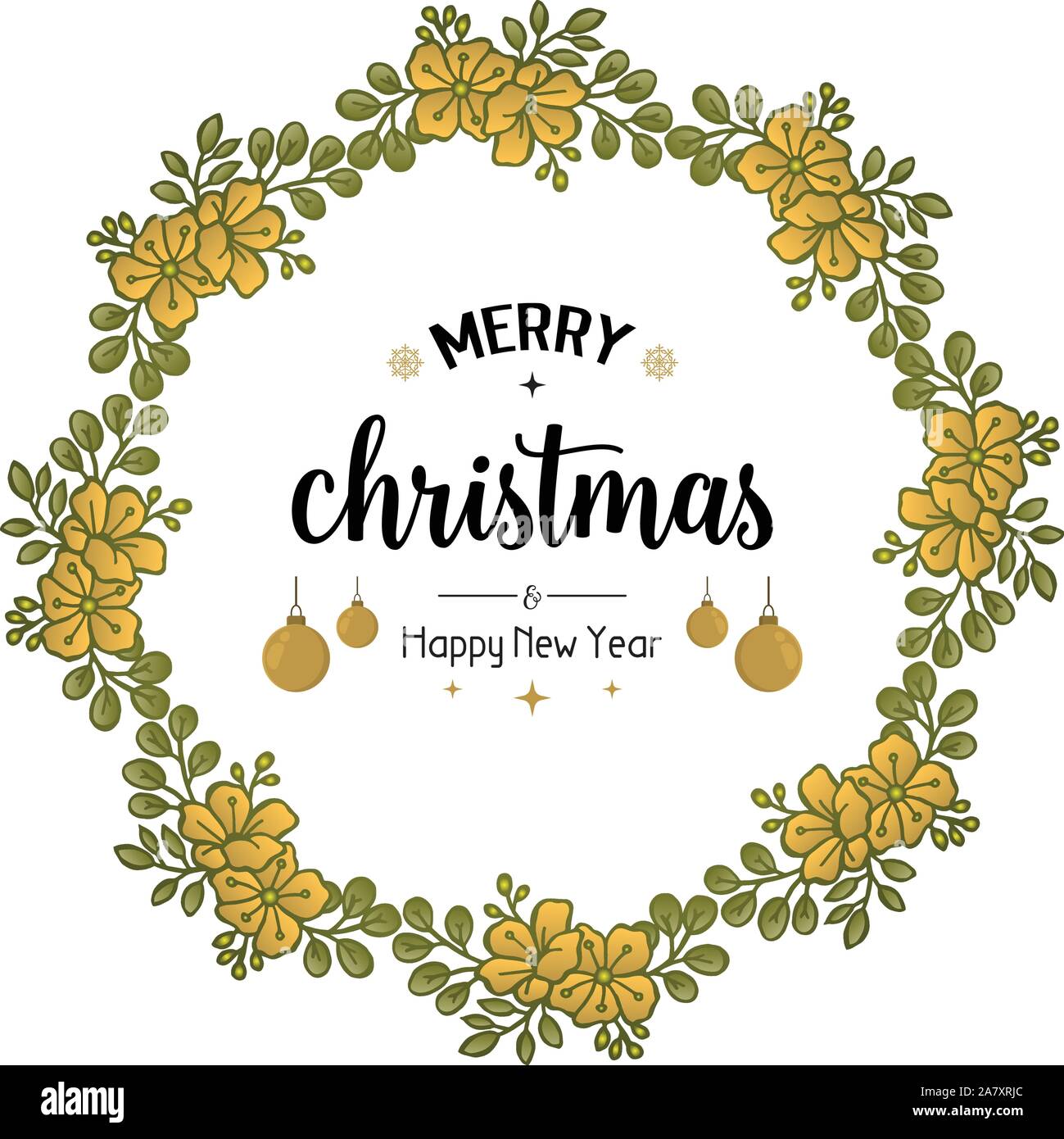 Greeting card template merry christmas and happy new year, with elegant ...