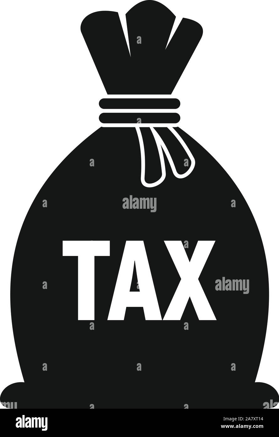 Tax money bag icon. Simple illustration of tax money bag vector icon ...
