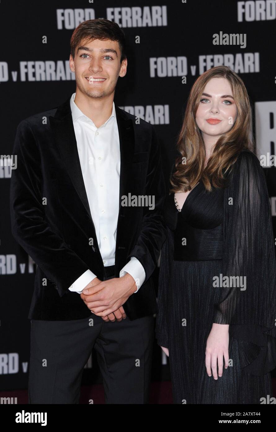 Los Angeles, CA. 4th Nov, 2019. George Russell, Maisy Kay at arrivals for FORD V FERRARI Premiere, TCL Chinese Theatre (formerly Grauman's), Los Angeles, CA November 4, 2019. Credit: Elizabeth Goodenough/Everett Collection/Alamy Live News Stock Photo