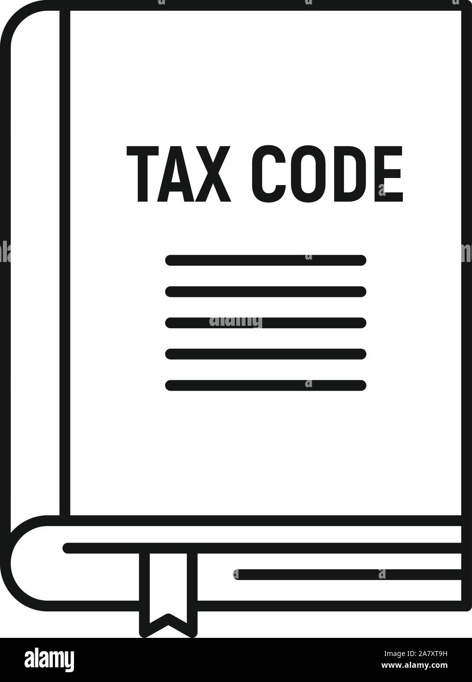 Tax code book icon. Outline tax code book vector icon for web design