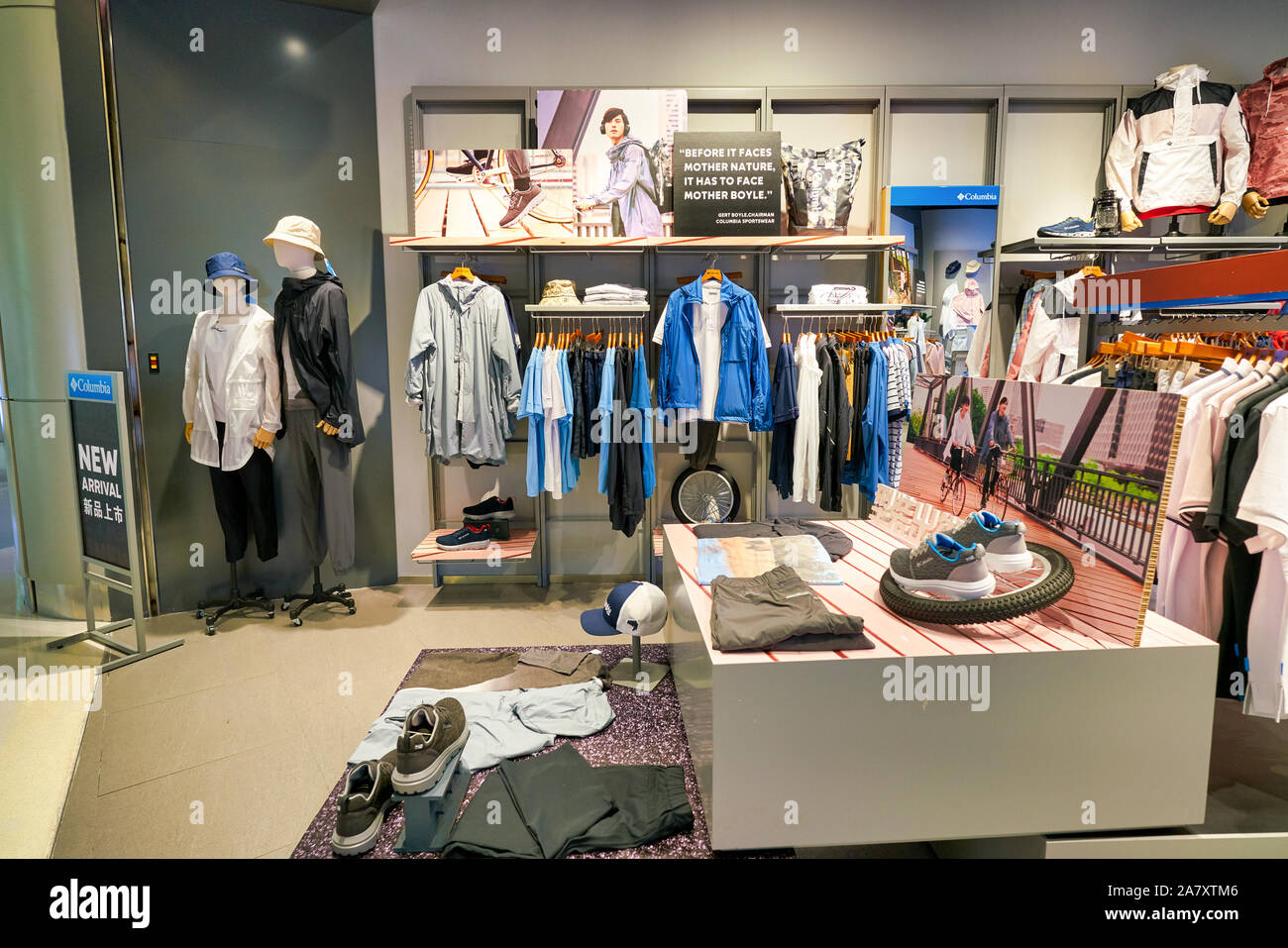 SHENZHEN, CHINA - CIRCA APRIL, 2019: interior shot of Columbia Sportswear  retail store at a shopping mall in Shenzhen Stock Photo - Alamy