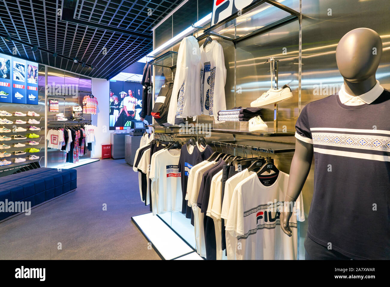SHENZHEN, CHINA - CIRCA APRIL, 2019: interior shot of Fila store at a  shopping mall in Shenzhen. Fila is an Italian sporting goods brand and  company Stock Photo - Alamy