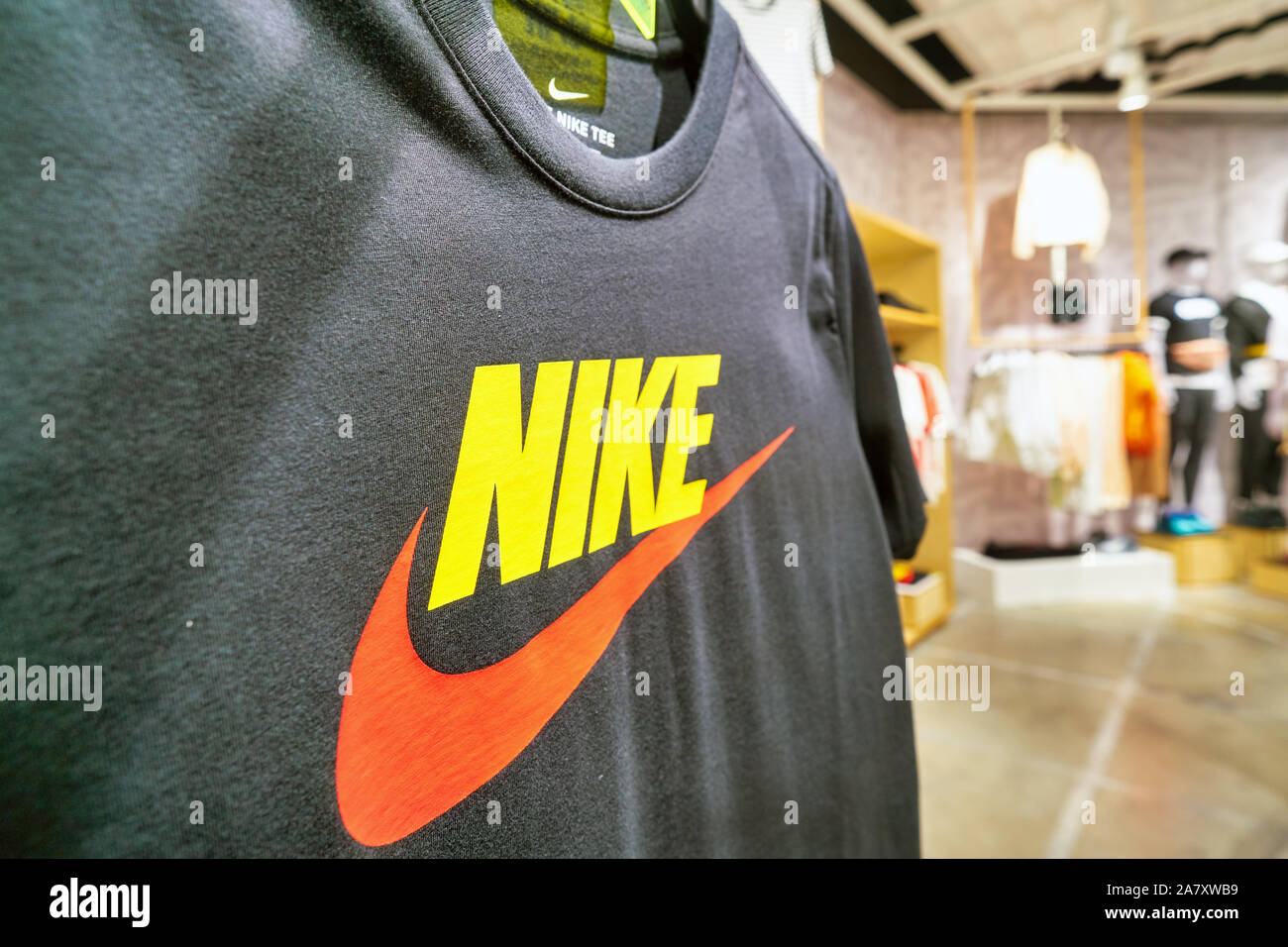 SHENZHEN, CHINA - CIRCA APRIL, 2019: close up shot of black T-shirt Nike  store in Shenzhen Stock Photo - Alamy