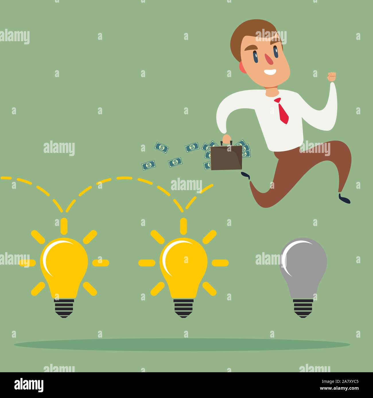 brainstorming businessman turning lights on Stock Vector