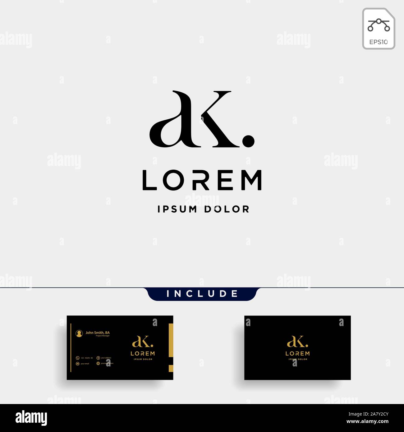 AK K Letter Linked Luxury Premium Logo Stock Vector