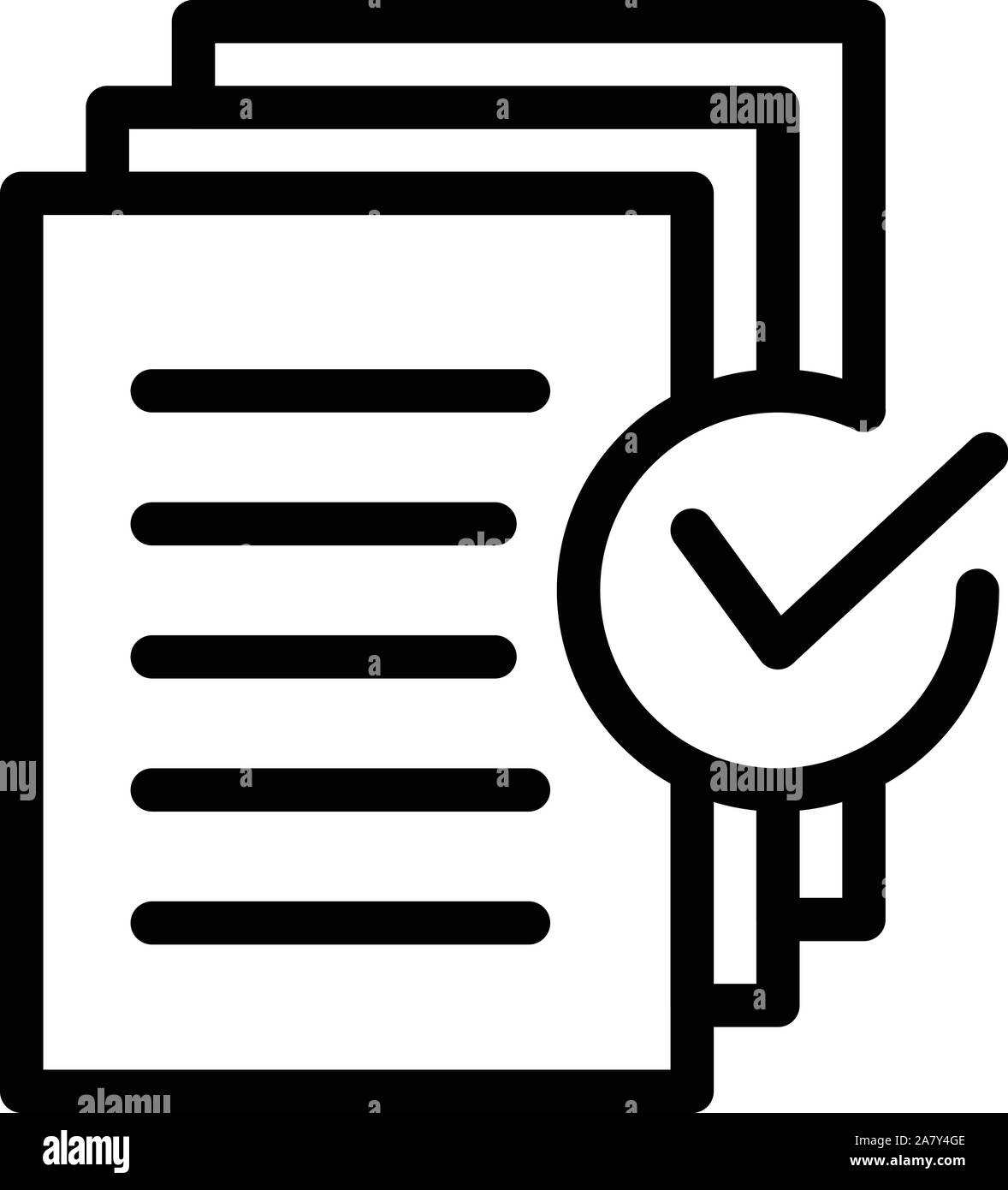 Document approved request icon, outline style Stock Vector