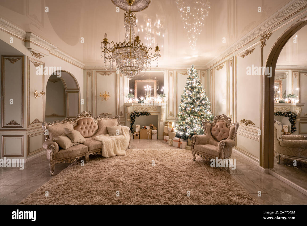 Christmas Evening In The Light Of Candles And Garlands Classic