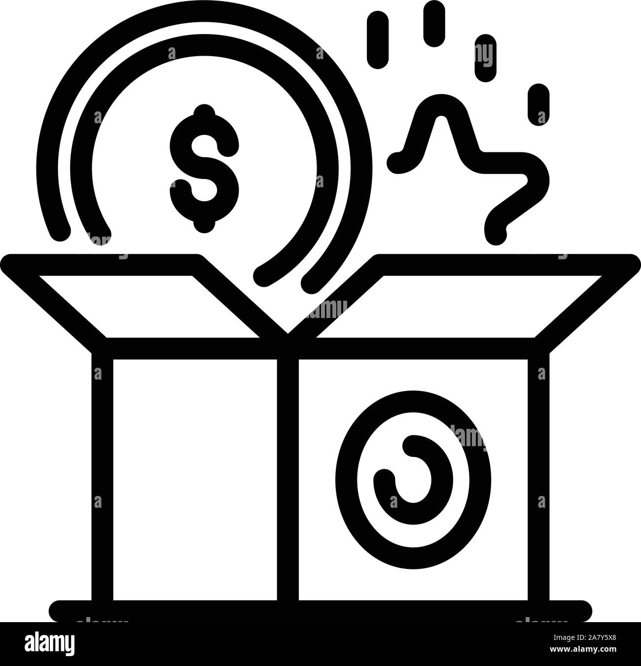 Startup box icon, outline style Stock Vector