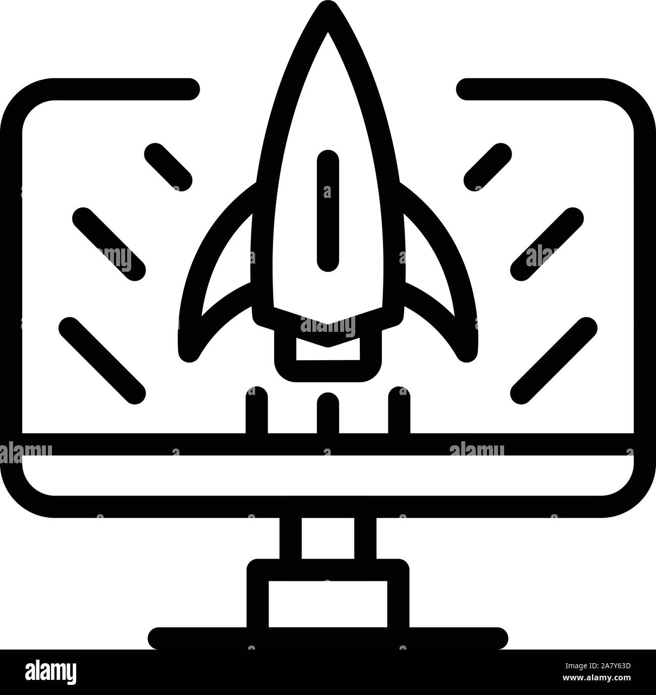 Rocket startup monitor icon, outline style Stock Vector Image & Art - Alamy