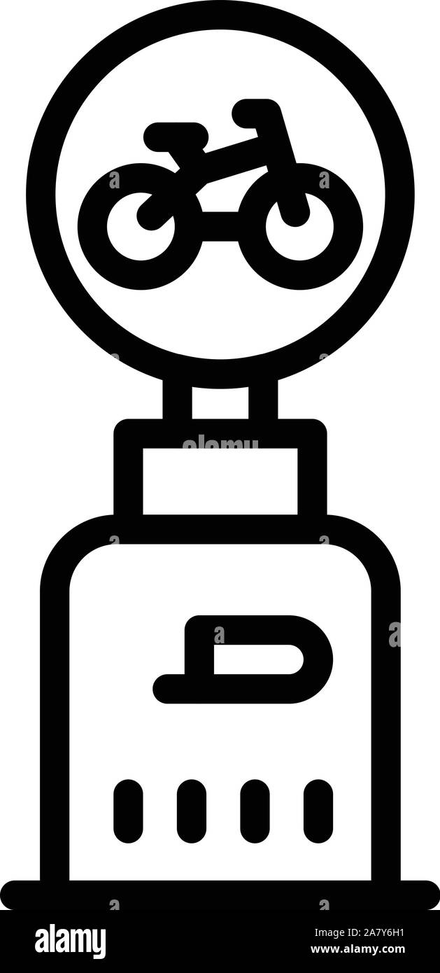 Bike sing post icon, outline style Stock Vector