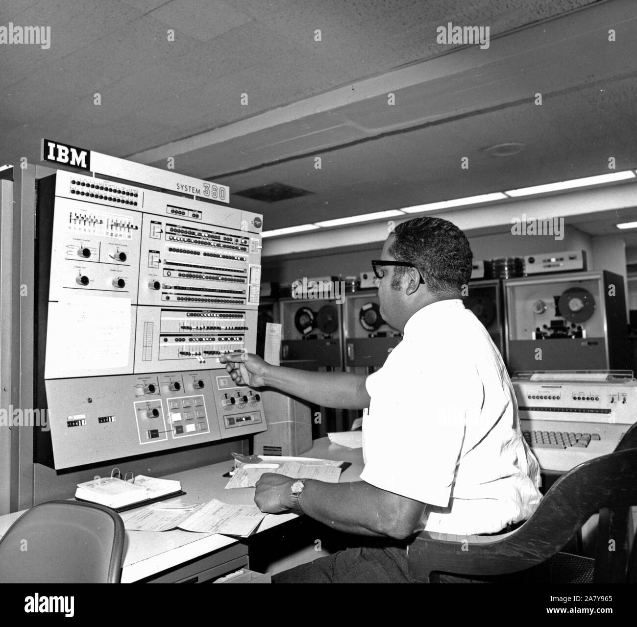 Marietta, Georgia: c. 1953 A woman in an office using an IBM 650