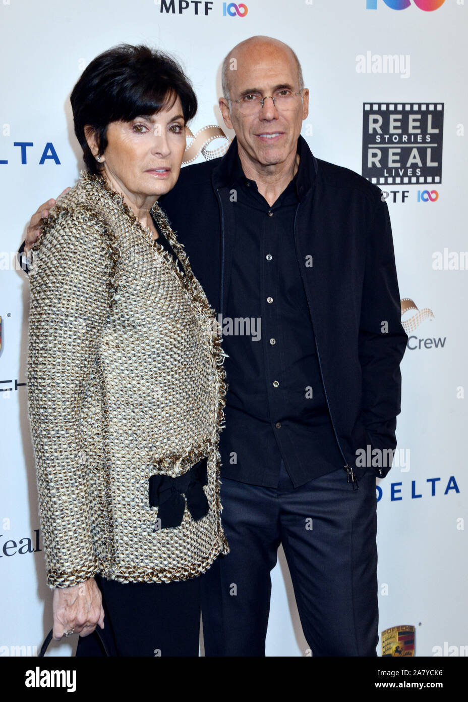 Los Angeles, USA. 04th Nov, 2019. Marilyn Katzenberg, Jeffrey Katzenberg arrives at MPTF's 8th Annual Reel Stories, Real Lives Event at the Directors Guild Of America on November 04, 2019 in Los Angeles, California Credit: Tsuni/USA/Alamy Live News Stock Photo