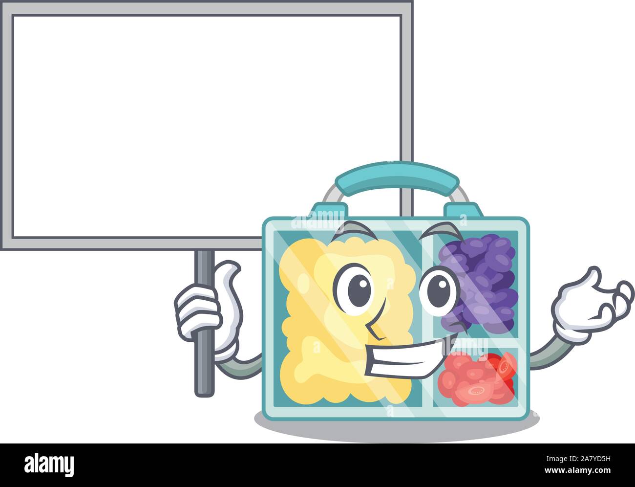 bring board lunch box cartoon with the character Stock Vector Image