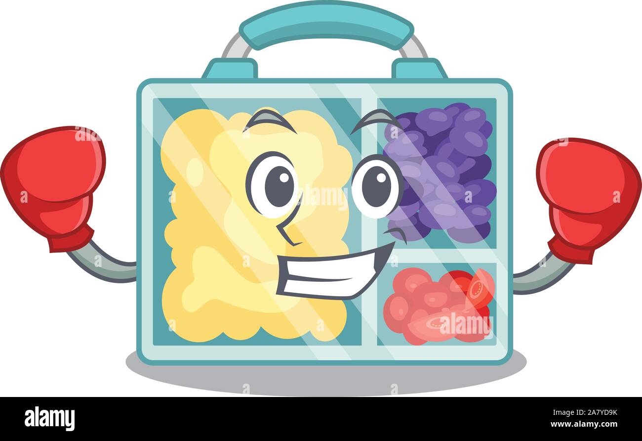 lunch box cartoon with the boxing character Stock Vector Image & Art