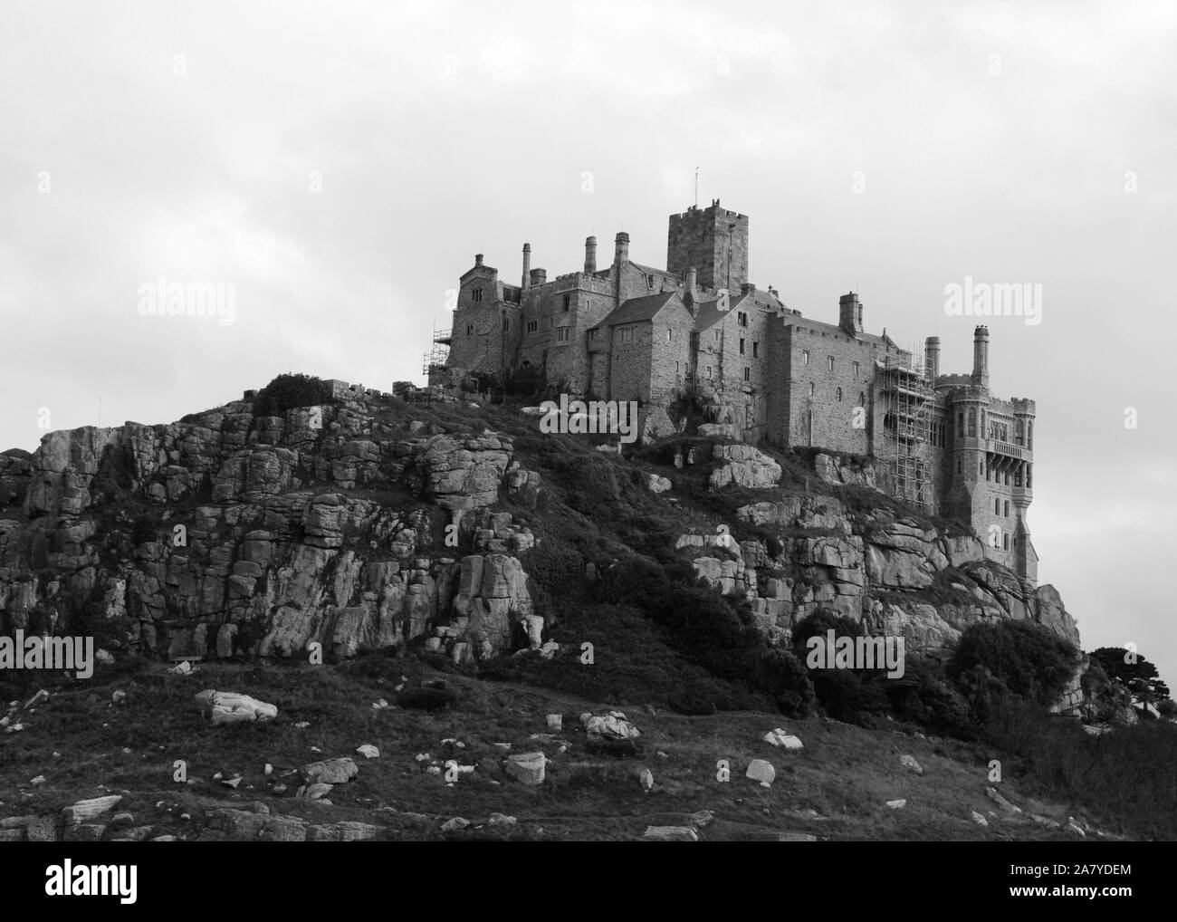 St Michael's Mount Castle from the south, Marazion, Cornwall, UK. Stock Photo