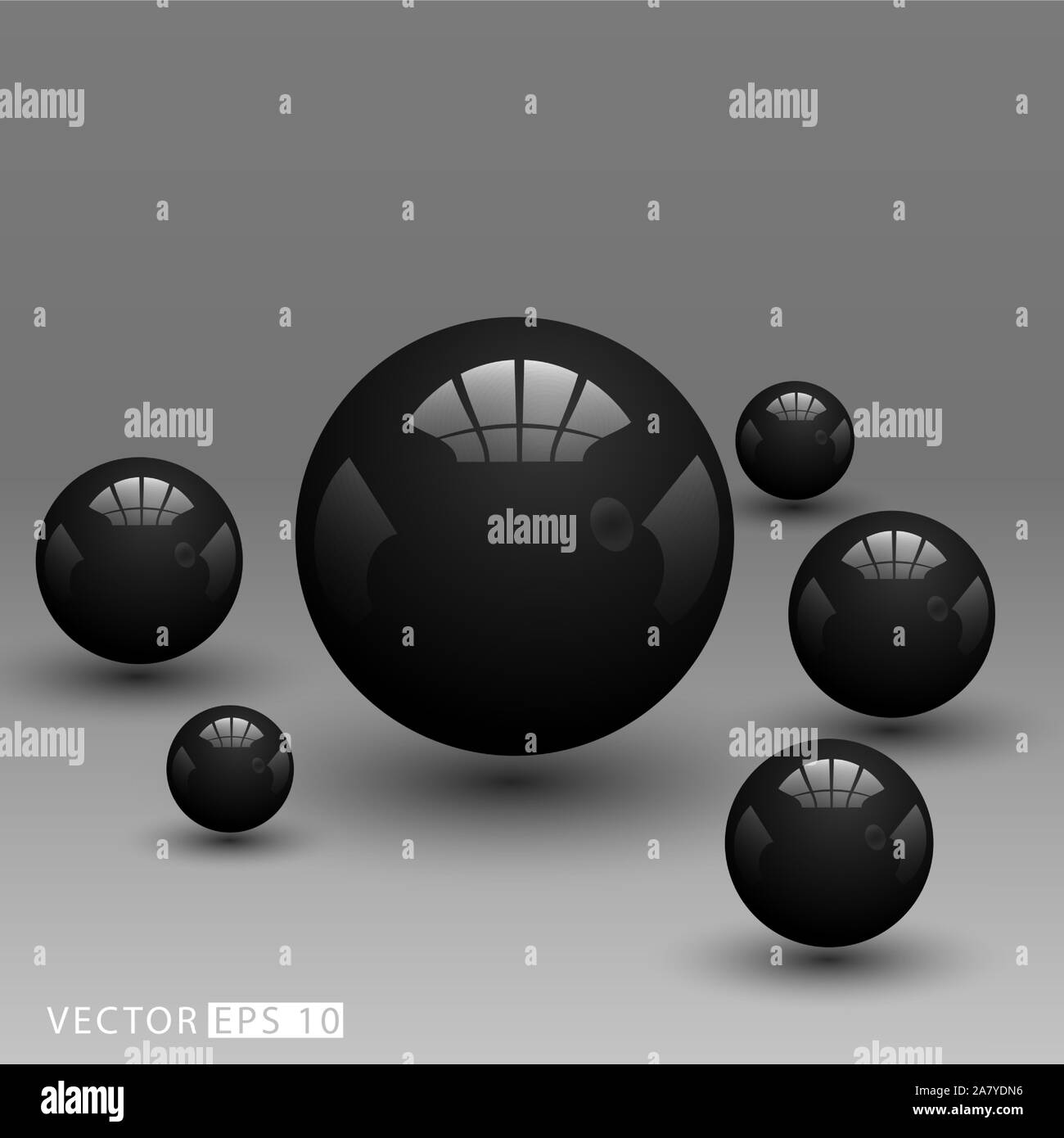 Realistic 3D black ball. Vector illustration in eps 10 Stock Vector