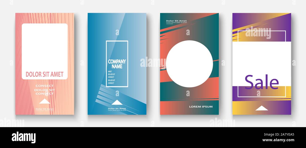 Modern business geometric template covers for design. Phone social media network concept. Promotion poster background. Creative stories set. Abstract Stock Vector