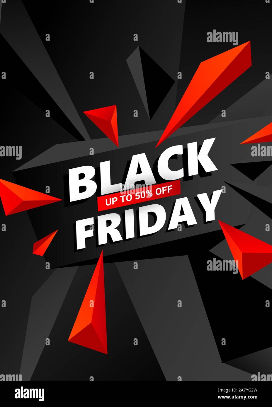 Black Friday Sale Background. Creative vector banner with triangles design element effect for shops, web. Stock Vector