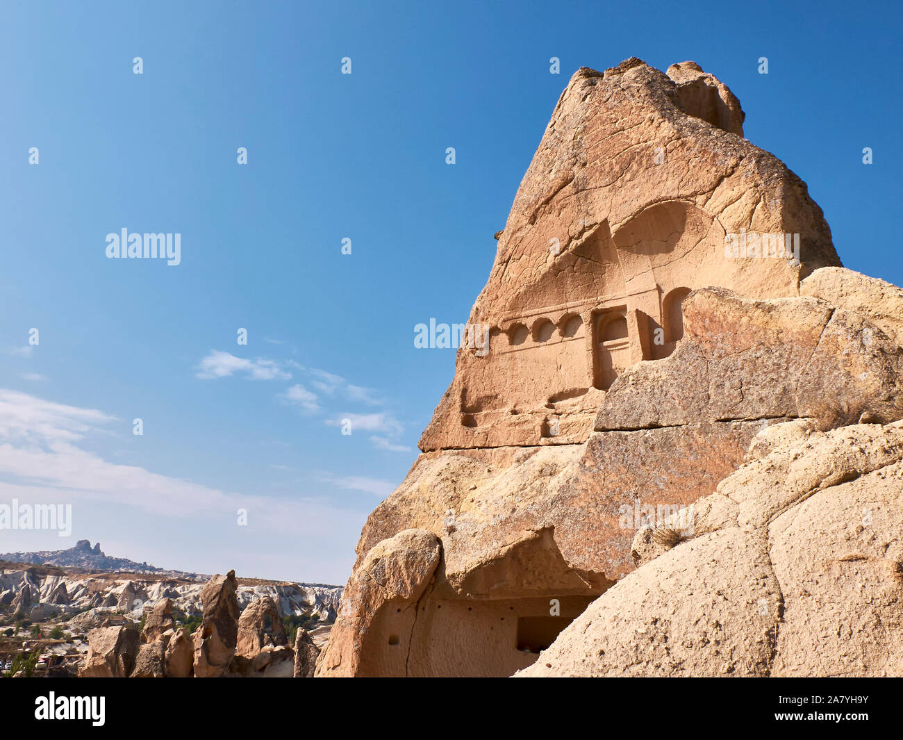 Cappadocia Rocks Remains of rock-cut christian temples at the rock site of Cappadocia ...