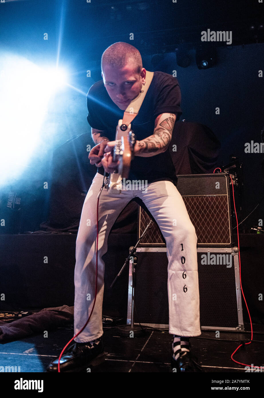 Copenhagen, Denmark. 03rd, November 2019. The English rock band Kid Kapichi performs a live concert at Amager Bio in Copenhagen. (Photo credit: Gonzales Photo - Joe Miller). Stock Photo