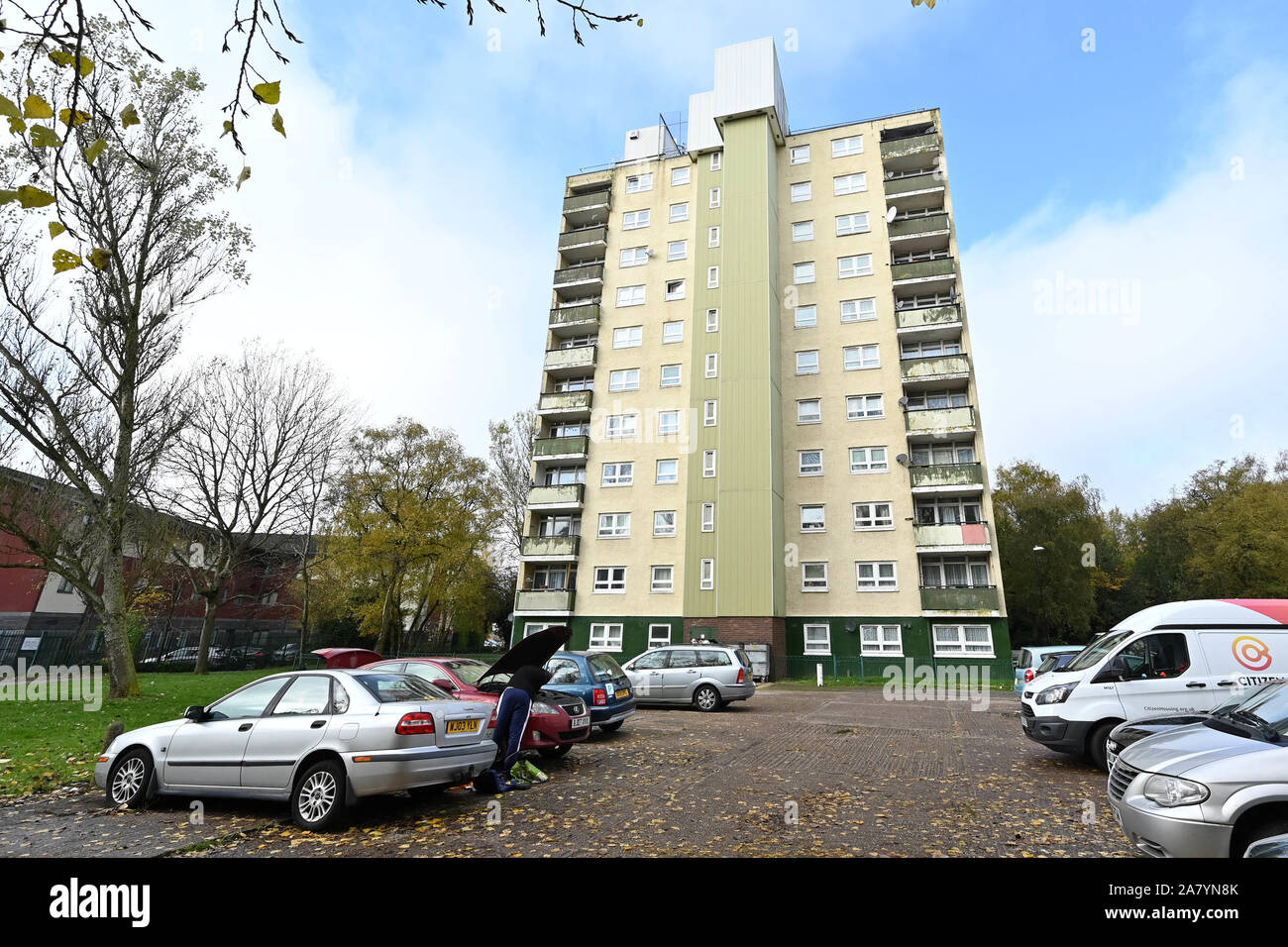 High rise flats by Jardine Crescent on Tile Hill in Coventry on