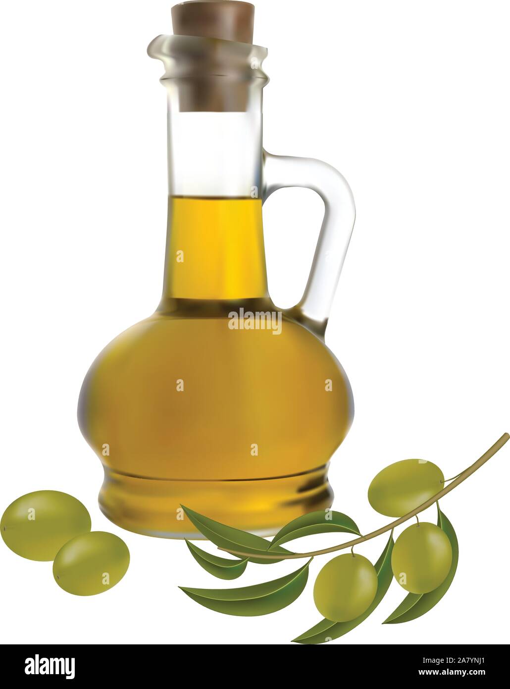 bottle of olive oil with olives on white background Stock Vector Image ...