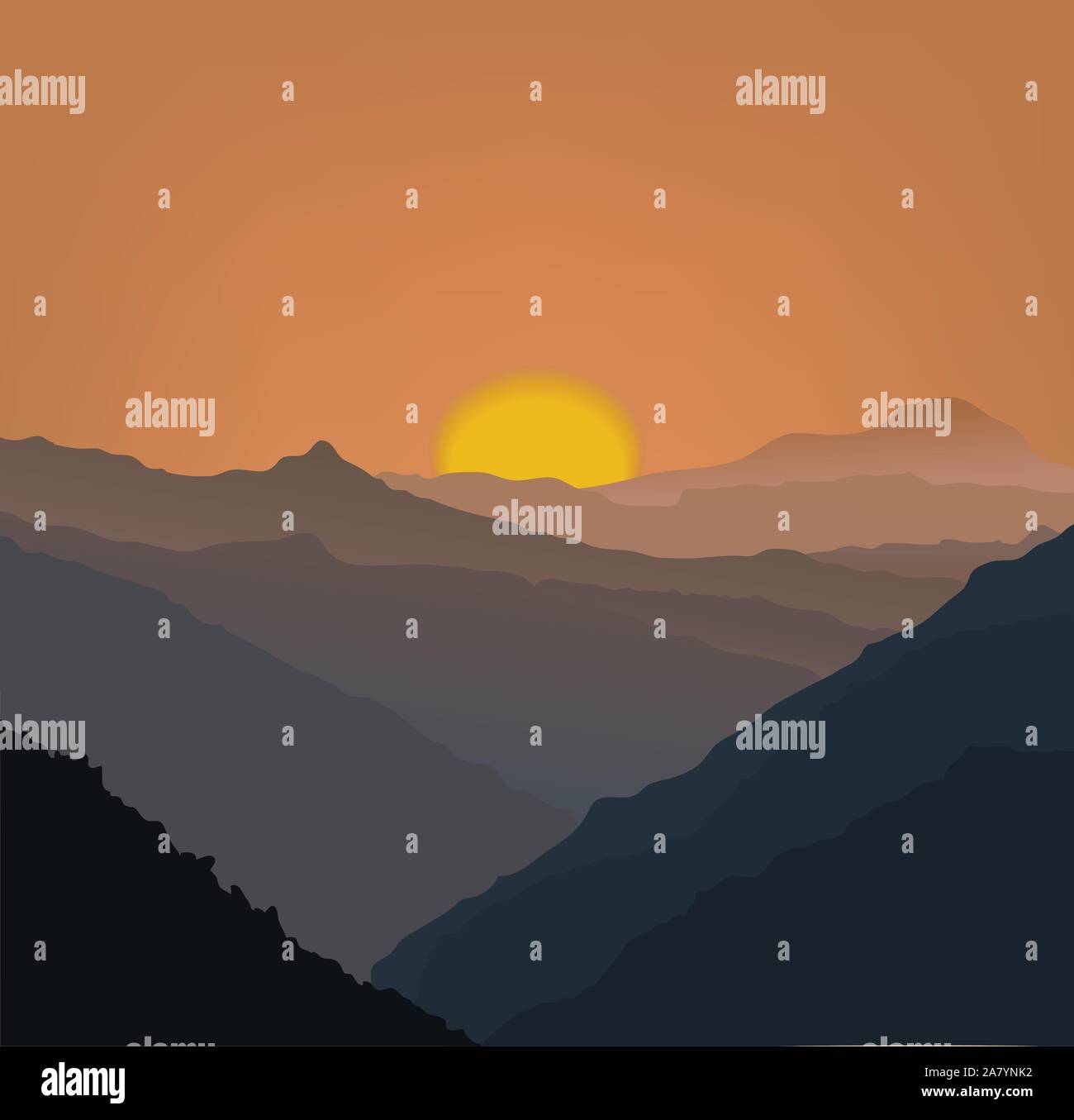 Beige mountains in a fog. Seamless vector illustration Stock Vector ...