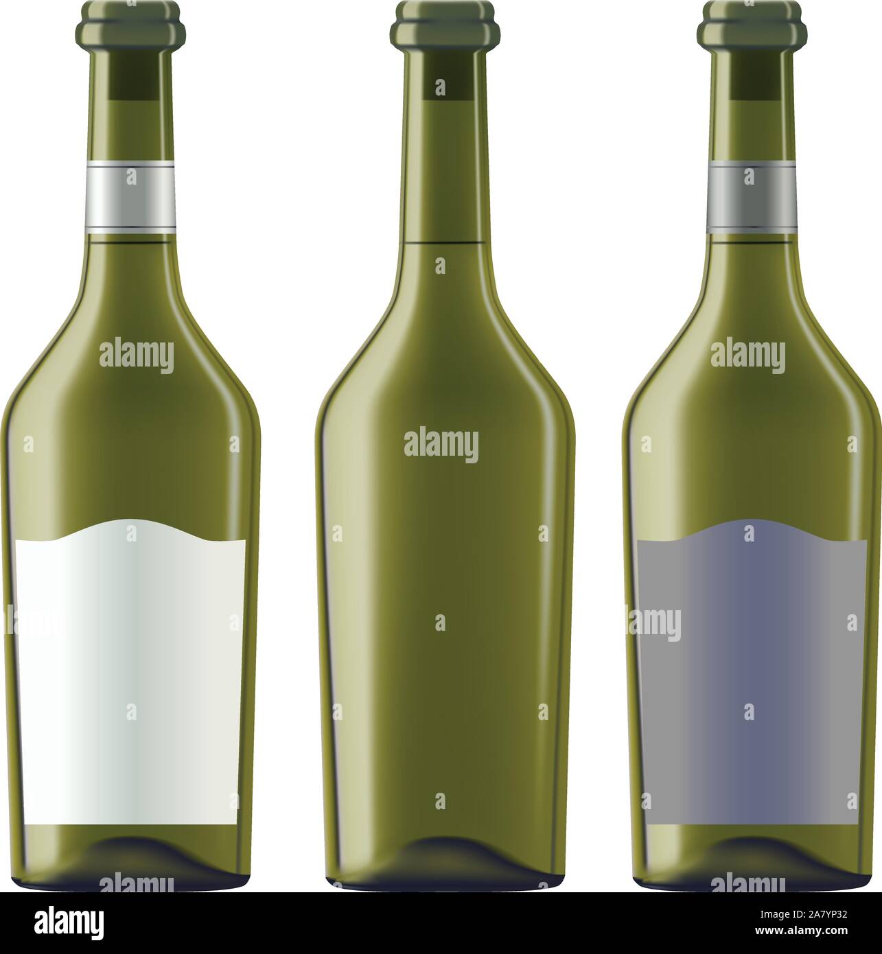 bottles of white wine on a white background vector Stock Vector Image ...