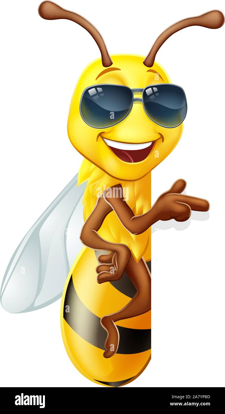 Cool Honey Bumble Bee in Sunglasses Sign Cartoon Stock Vector Image & Art -  Alamy