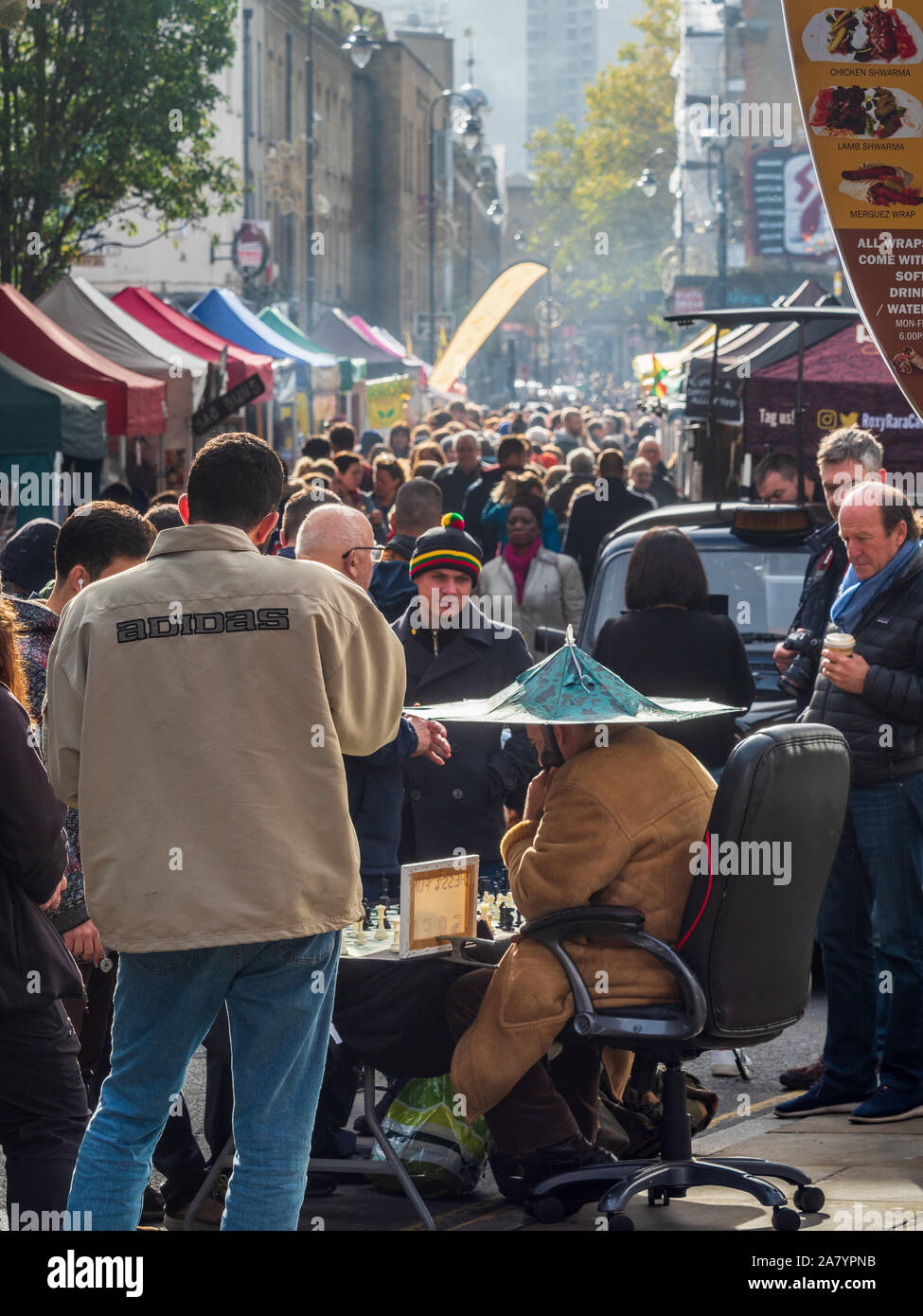 Brick Lane Sunday Market in London's East End Shoreditch Area Stock Photo