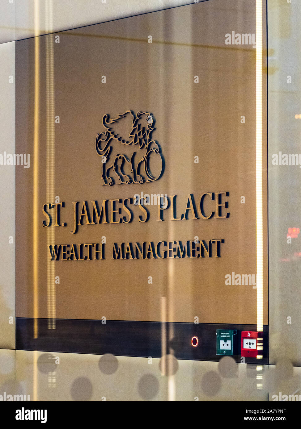 St James's Place Wealth Management company in the City of London Financial District. Stock Photo