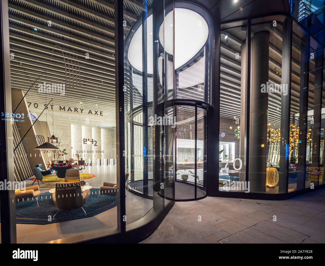 70 St Mary Axe Lobby architects Foggo Associates 2019. Nicknamed the