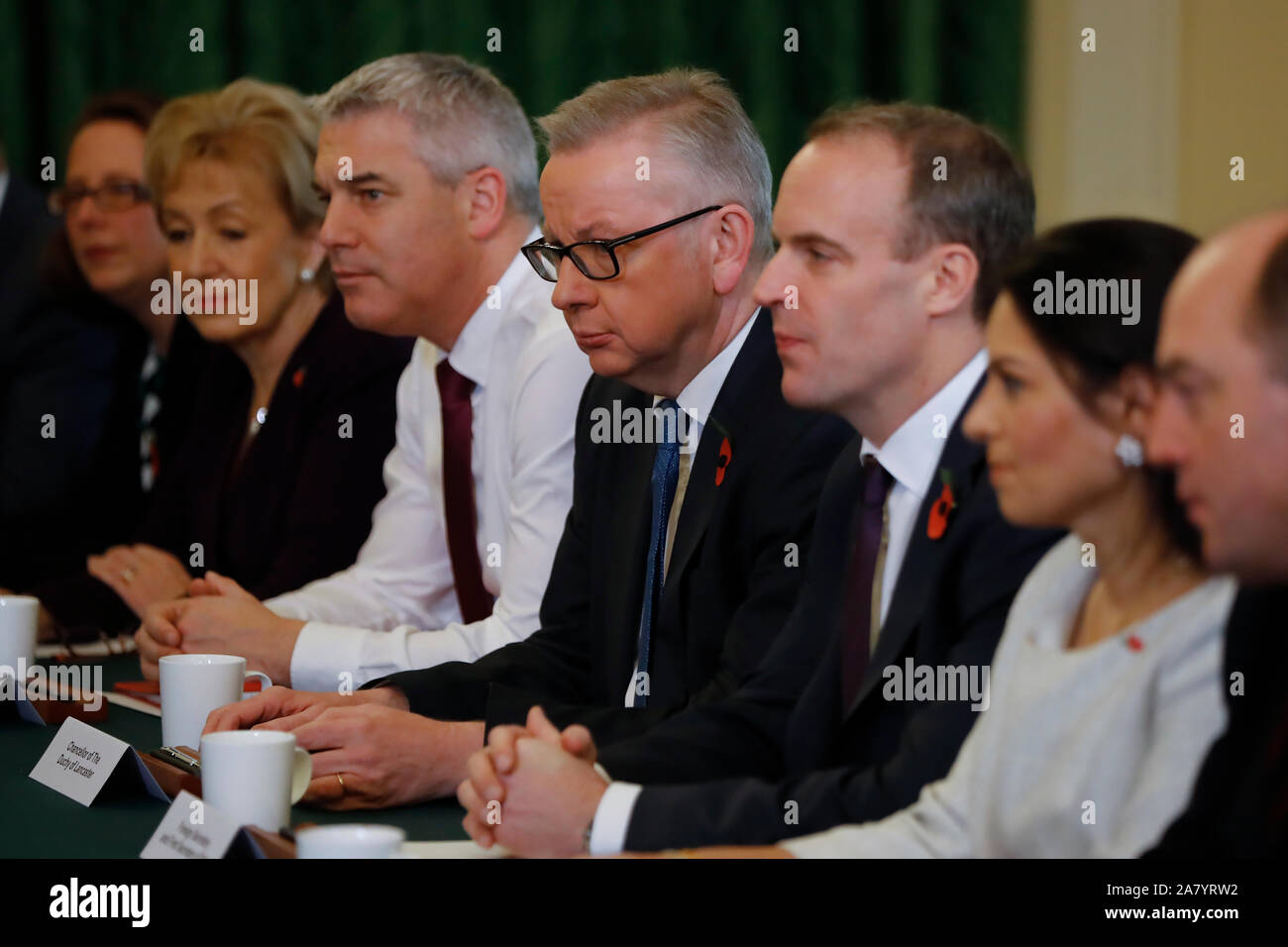 Cabinet Members Listen To Prime Minister Boris Johnson During A