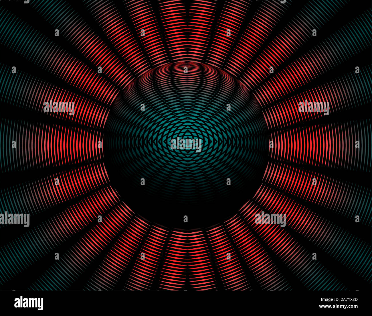 Abstract technology background. Rays are interference pattern with sphere. Stock Photo