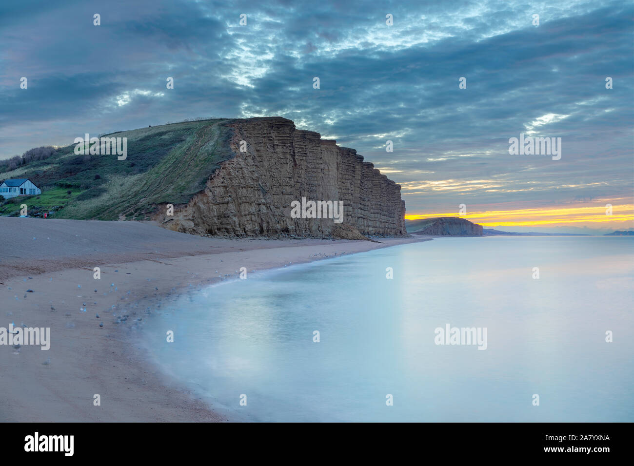 West Bay Dorset England The near vertical cliffs of Dorset's Jurassic