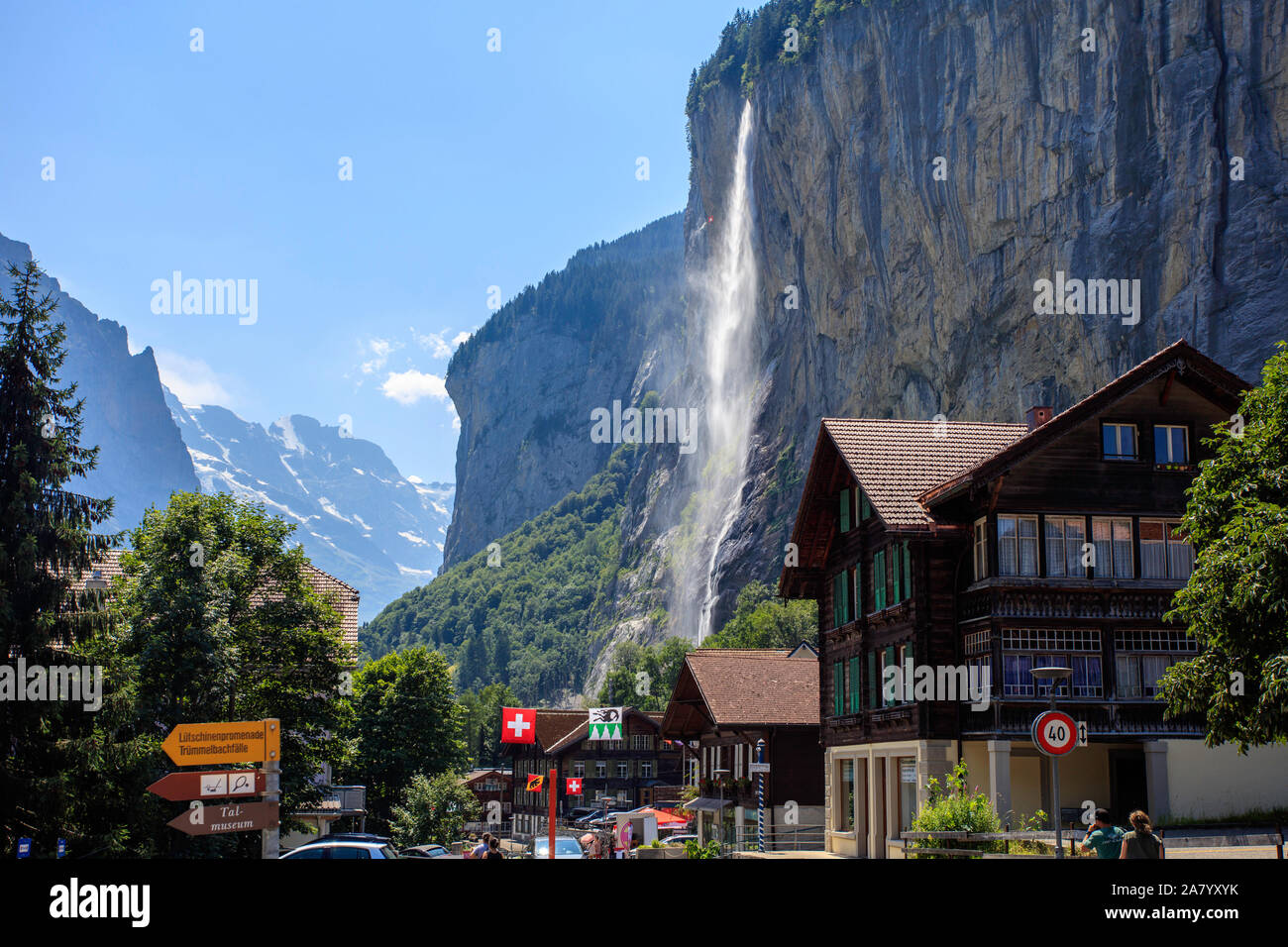 Staubbach Falls, Lauterbrunnen, Switzerland Stock Photo