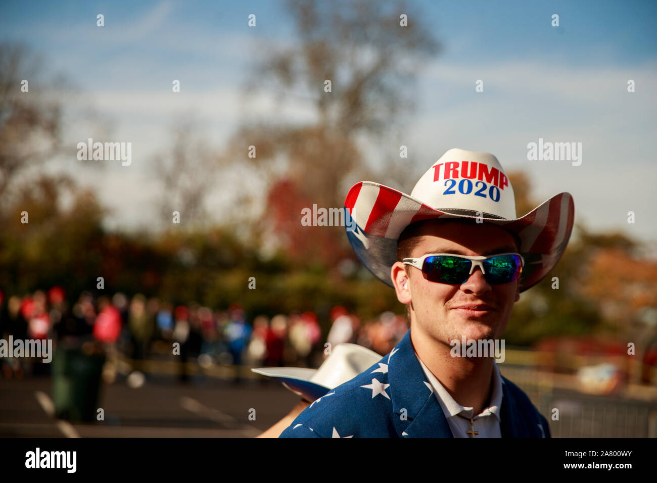 Lexington, United States. 04th Nov, 2019. A supporter wears a hat ...