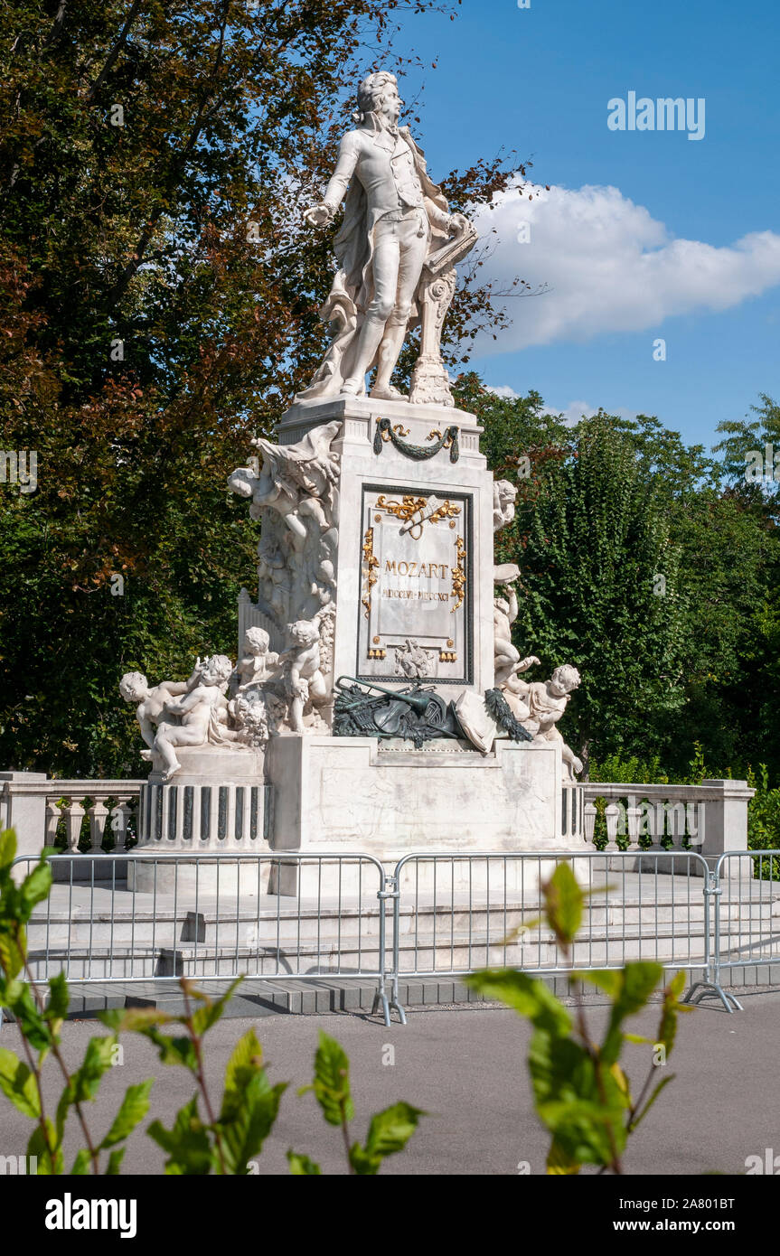 Mozart monument at the Hofburg Palace and Burggarten park in Vienna, Austria Stock Photo