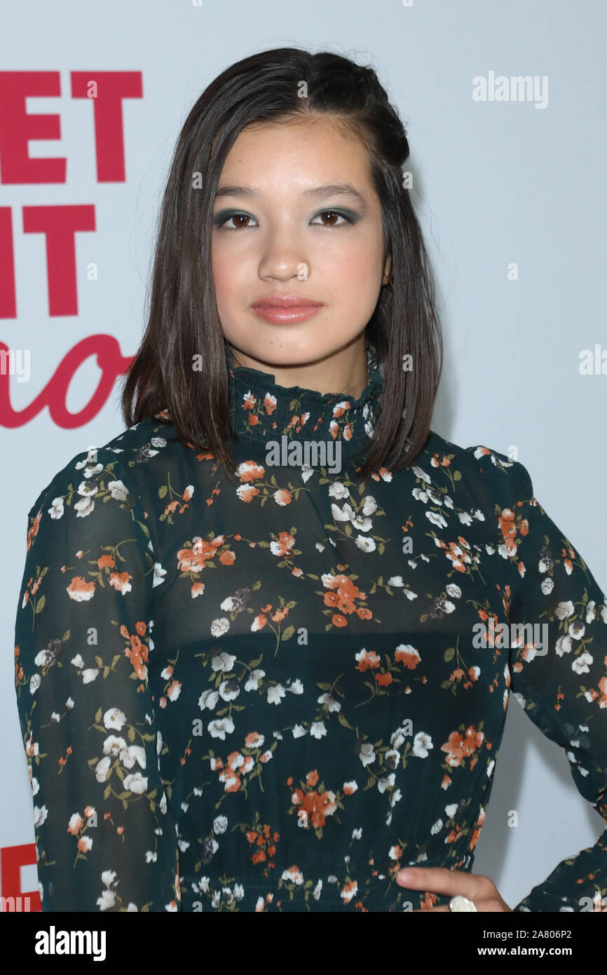 LOS ANGELES, CALIFORNIA, USA - NOVEMBER 04: Actress Peyton Elizabeth Lee arrives at the Los Angeles Premiere Of Netflix's 'Let It Snow' held at Pacific Theatres at The Grove on November 4, 2019 in Los Angeles, California, United States. (Photo by Image Press Agency) Stock Photo