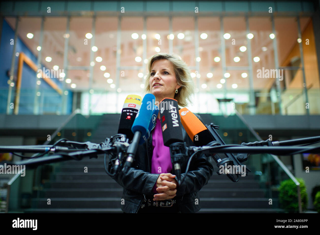 05 November 2019, Berlin: Daniela Ludwig (CSU), the Federal Government's Drug Commissioner, will speak during the presentation of the Federal Government's Drug and Addiction Report at the House of the Federal Press Conference. Photo: Gregor Fischer/dpa Stock Photo