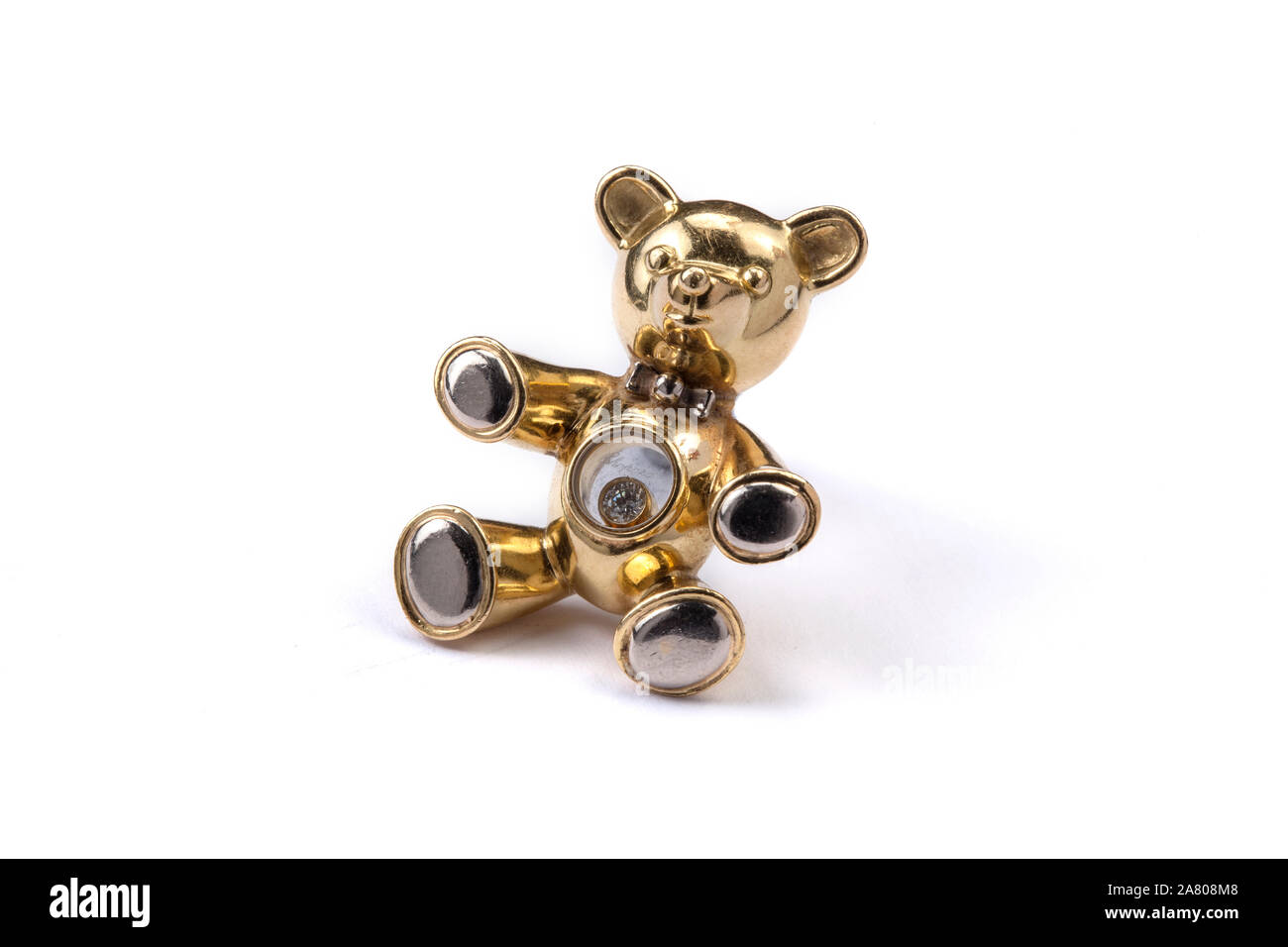 Gold teddy bear necklace pendant. Happy diamonds by Chopard Stock Photo