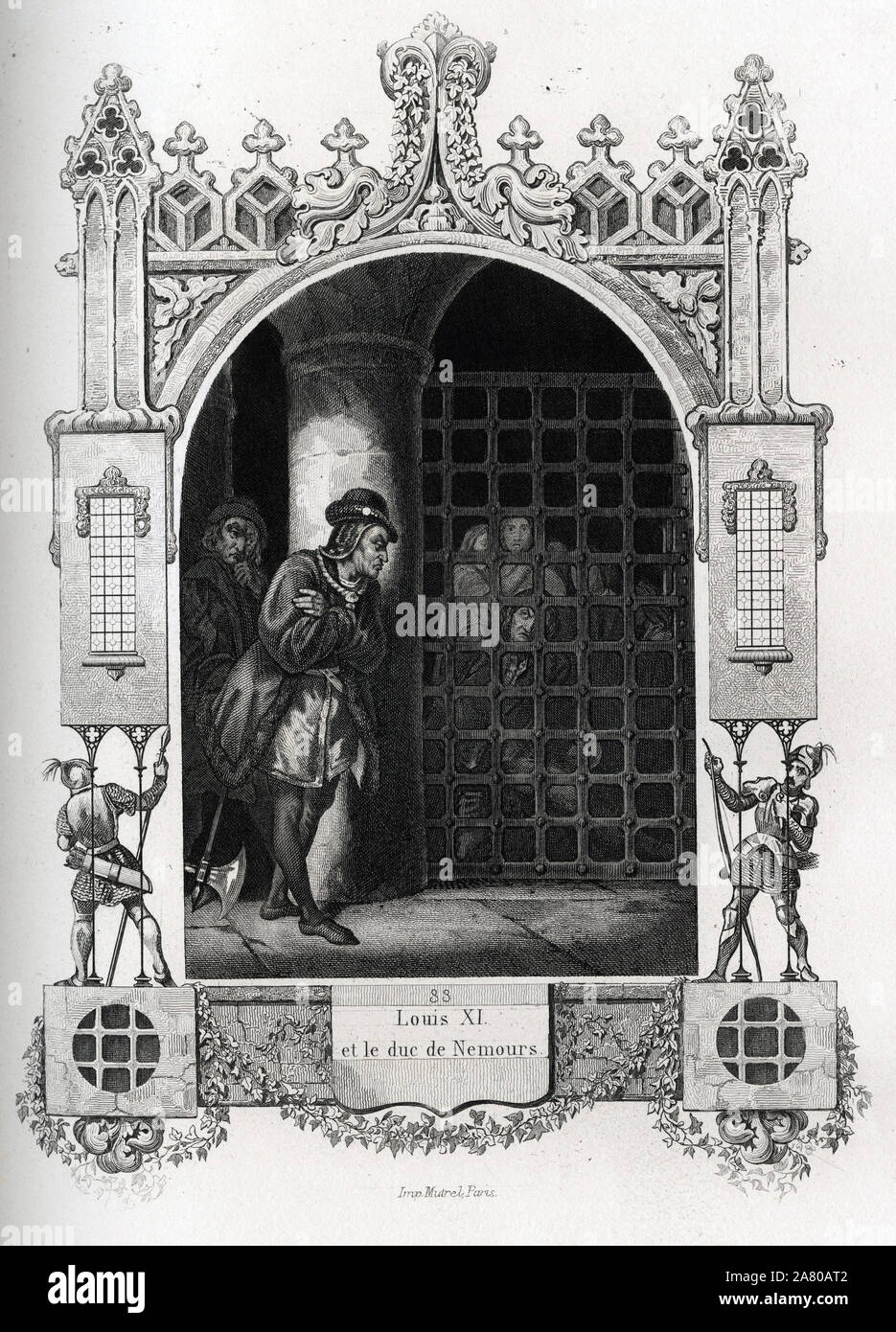Louis XI (1423-1483) et Jacques d'Armagnac, duc de Nemours (1468-1477). Gravure pour illustrer Histoire des papes par Maurice Lachatre (1814-1900), li Stock Photo