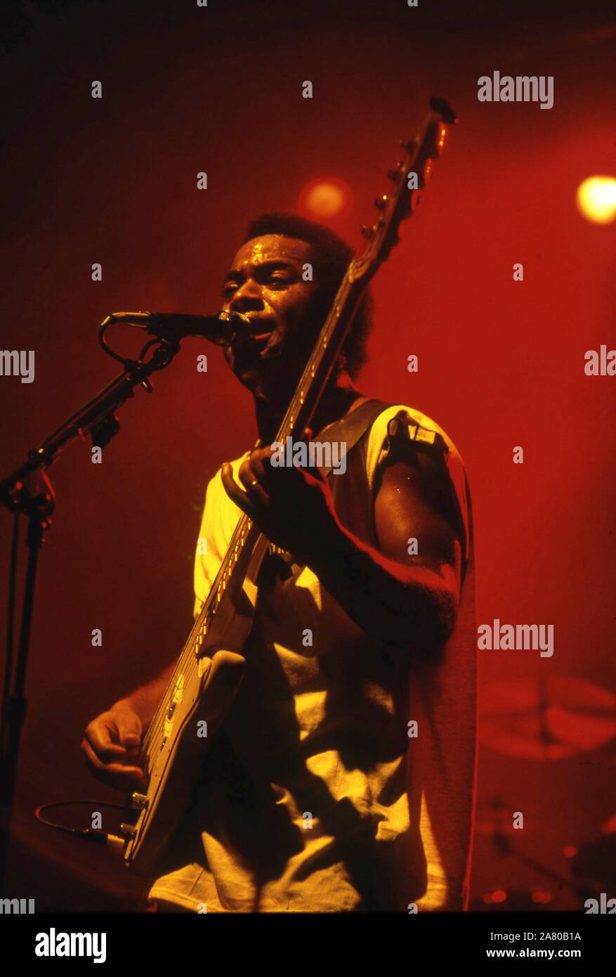 Scottish rock band Big Country on stage at Wembley Arena,London 1984 Bassist Tony Butler Stock